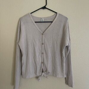 Women’s Paper Crane Button Up Sweater with Tie